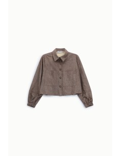 Casaco-camisa cropped com bolsos frontais Please 2