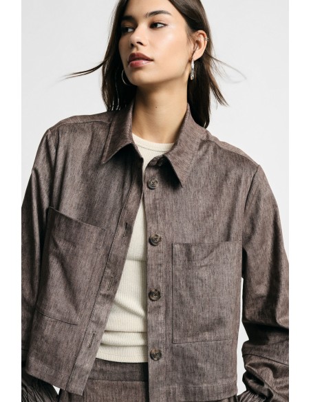 Camisa-casaco curta com bolsos frontais Please