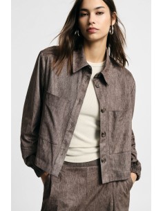 Casaco-camisa cropped com bolsos frontais Please