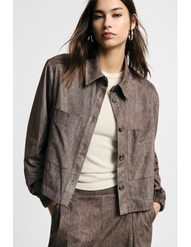Casaco-camisa cropped com bolsos frontais Please