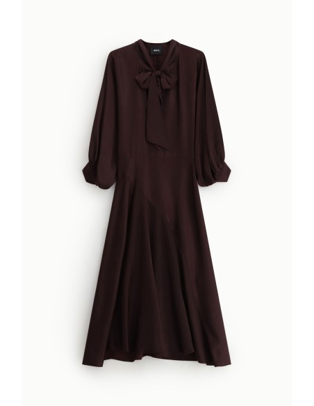 Vestido midi com mangas compridas e laço Dixie