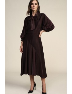 Vestido Midi Com Mangas Compridas E Laço Dixie