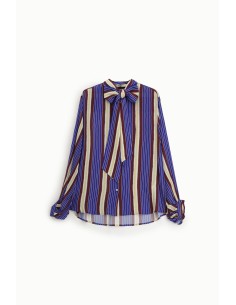 Camisa Às Riscas Com Laço No Colarinho E Punhos Franzidos Dixie 2