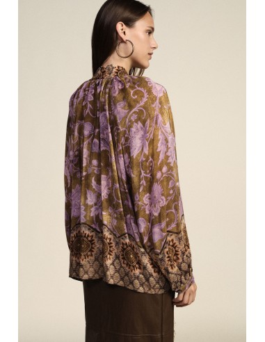Blusa ampla com estampa floral, com laço e franjas Dixie