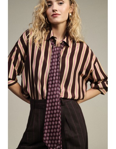 Camisa Às Riscas Com Mangas Compridas E Gola Clássica Dixie