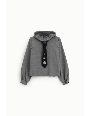 Sweatshirt com capuz e gravata decorativa aplicada Dixie