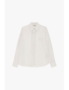 Camisa Oversize com Gravata Removível e Bolso de Peito Dixie