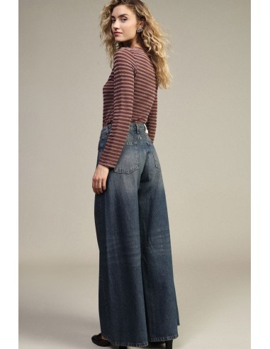 Jeans A Perna Larga Cintura Alta Com Cinco Bolsos Dixie