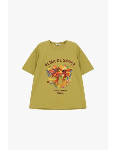 T-shirt de manga curta, estampa Samba, ampla Dixie
