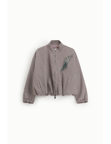 Bomber Xadrez con Aplicação Bordada Frontal Dixie