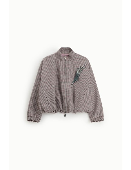 Bomber Xadrez con Aplicação Bordada Frontal Dixie