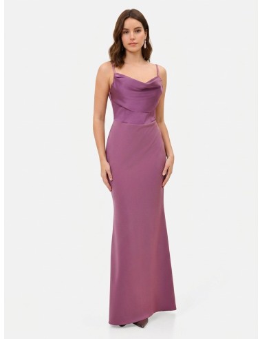 Vestido Longo Tubinho Em Scuba Crepe Com Corpete Em Cetim Rinascimento