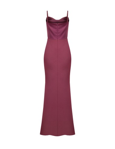 Vestido longo tubinho em scuba crepe com corpete em raso Rinascimento