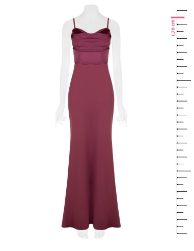 Vestido Longo Tubo Em Scuba Crepe Com Corpete Em Cetim Rinascimento