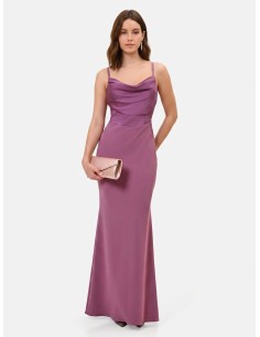 Vestido Longo Tubinho Em Scuba Crepe Com Corpete Em Cetim Rinascimento