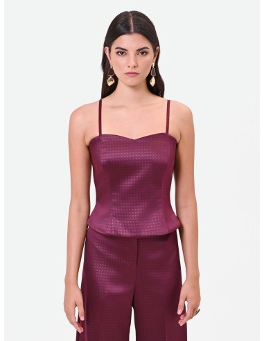 Top curto bustier em cetim jacquard Rinascimento
