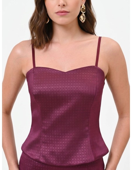 Top bustier cropped em raso jacquard Rinascimento