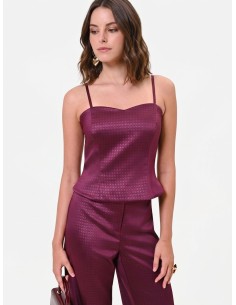 Top cropped bustier em raso jacquard Rinascimento