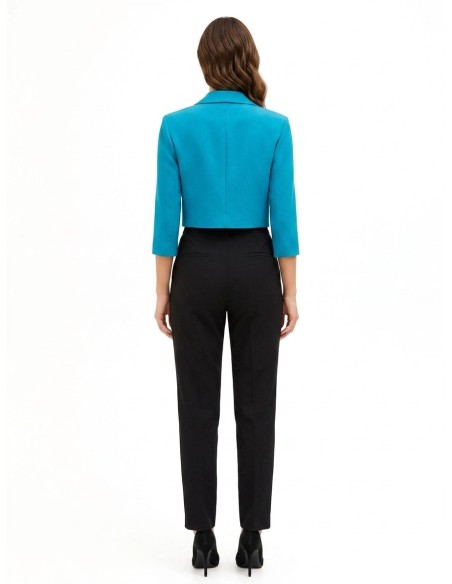 Blazer Cropped Aberto em Tecido Técnico Rinascimento