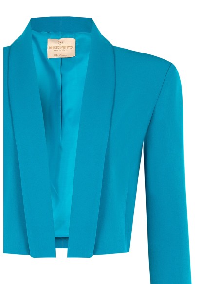 Blazer cropped aberto em tecido técnico Rinascimento