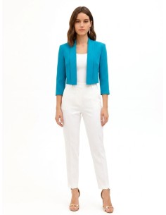 Blazer cropped aberto em tecido técnico Rinascimento