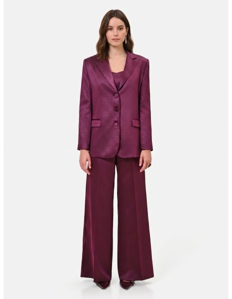 Blazer Cintado em Raso Jacquard Rinascimento