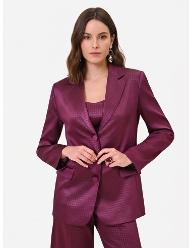Blazer Acinturado Em Cetim Jacquard Rinascimento