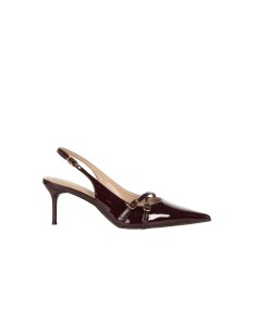 Slingback de bico em verniz brilhante com tiras cruzadas Rinascimento