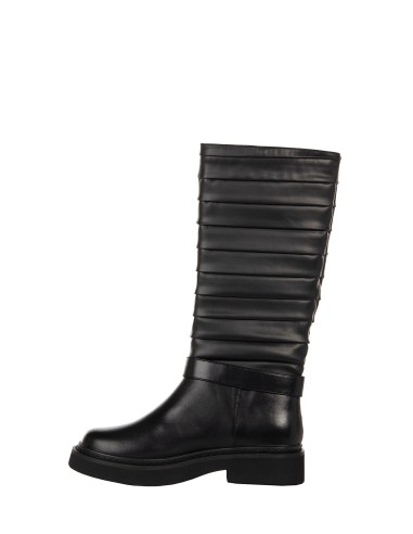 Botas estilo biker em pele sintética com pregas e tira Rinascimento