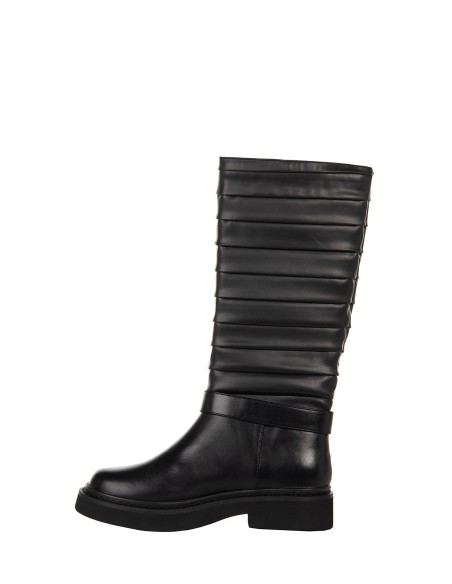 Botas estilo biker em pele sintética com pregas e tira Rinascimento