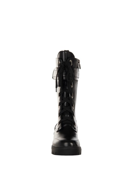 Botas chunky em pele sintética com atacadores à frente Rinascimento