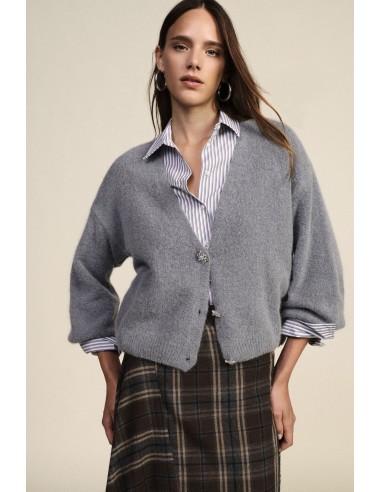Cardigan com Botões Joia e Mangas Amplas Dixie
