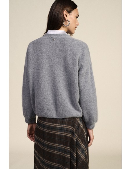 Cardigan com Botões Jóia e Mangas Amplas Dixie