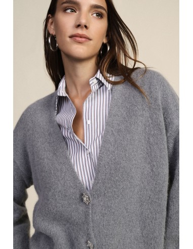 Cardigan com Botões de Jóia e Mangas Amplas Dixie
