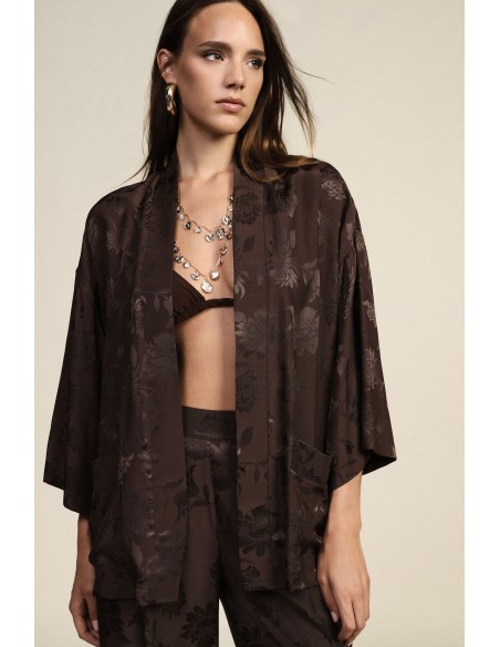 Blazer Kimono de Corte Amplo com Bolsos Frontais Dixie