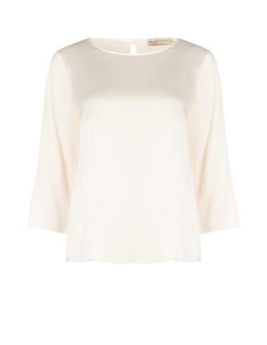 Blusa fluida de mangas 3/4 em cetim Rinascimento