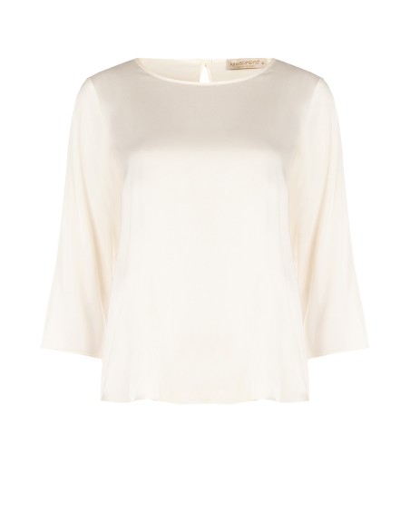 Blusa fluida de mangas 3/4 em cetim Rinascimento