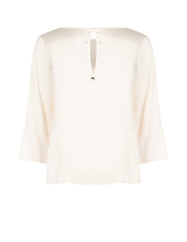 Blusa fluida de mangas 3/4 em raso Rinascimento