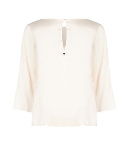 Blusa fluida de mangas 3/4 em raso Rinascimento