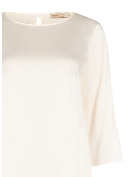 Blusa fluida de mangas 3/4 em cetim Rinascimento