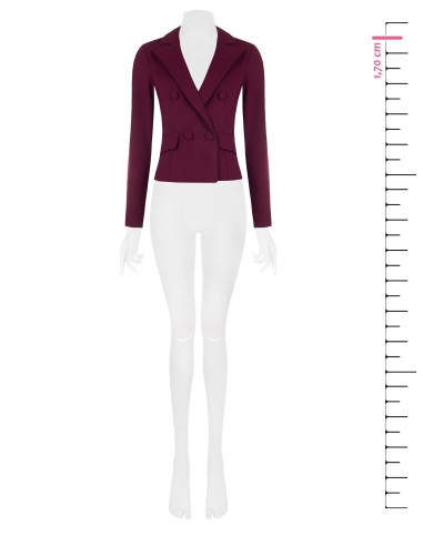 Blazer curto entalhado de abotoamento duplo em scuba crepe com botões coordenados Rinascimento
