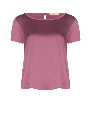 Blusa fluida em cetim com mangas curtas e decote redondo Rinascimento