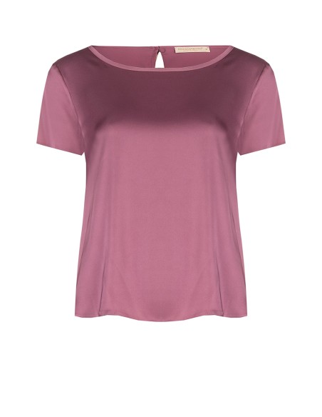 Blusa fluida em cetim com mangas curtas e decote redondo Rinascimento