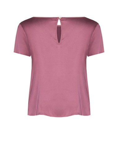 Blusa fluida em cetim com mangas curtas e decote redondo Rinascimento