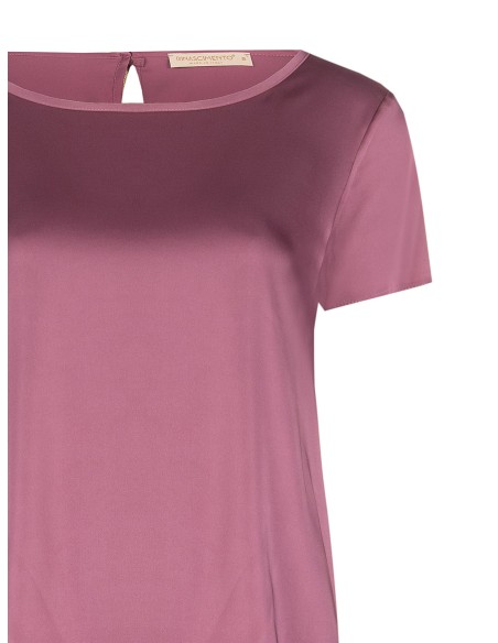 Blusa fluida em cetim com mangas curtas e decote redondo Rinascimento
