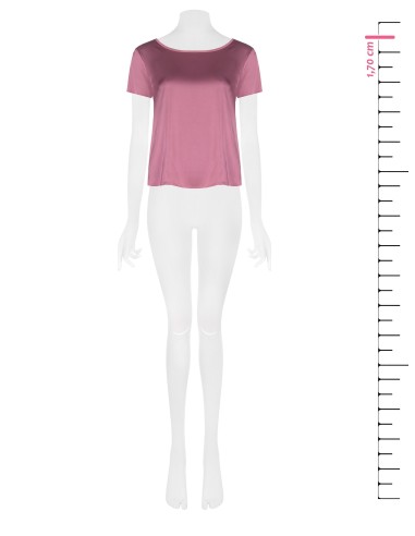 Blusa fluida em cetim com mangas curtas e decote redondo Rinascimento