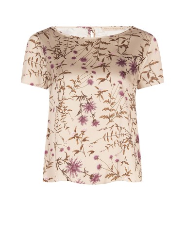 Blusa ampla e fluida em raso floral Rinascimento
