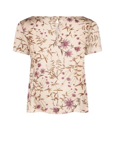 Blusa ampla e fluida em cetim floral Rinascimento