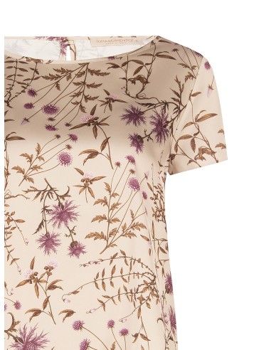 Blusa ampla e fluida em cetim floral Rinascimento