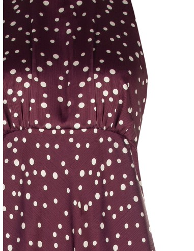 Vestido Longo em Cetim de Bolinhas Ligeiramente Franzido com Laço e Recorte nas Costas Rinascimento